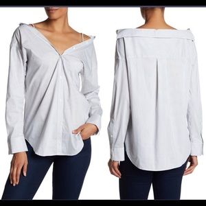 NWT Theory Tamalee Cotton Shirt, White Medium